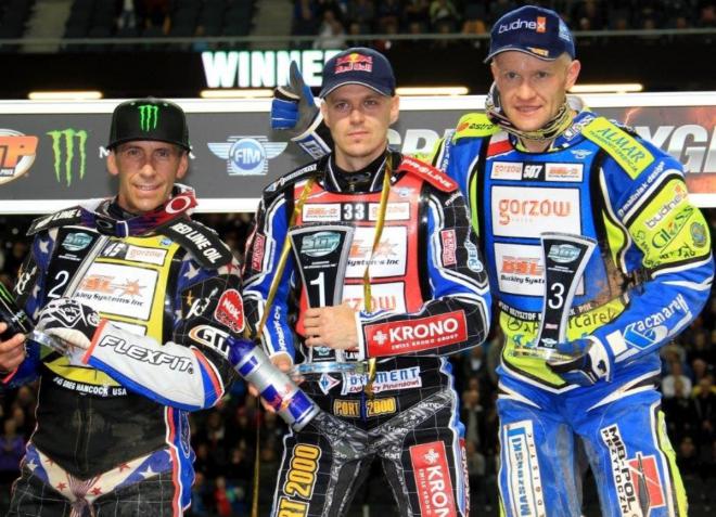 Greg Hancock, Jarosław Hampel i Krzysztof Kasprzak na podium w Sztokholmie