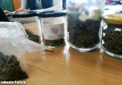 Marihuana schowana w słoikach po miodzie