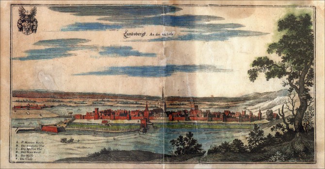 Panorama Gorzowa/Landsbergu według Matthäusa Meriana - ok. 1650 r.