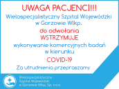 Szpital wstrzymuje badania komercyjne w kierunku COVID-19