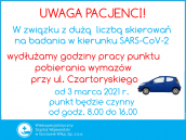 Punkt pobierania wymazów otwarty dłużej